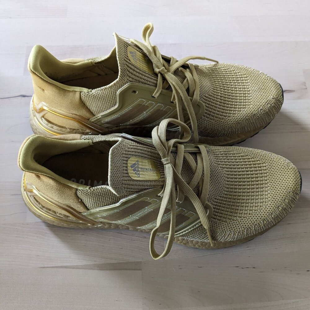 Adidas UltraBoost 20 Gold Running Shoes - Men's size 9.5 - Picture 4 of 9